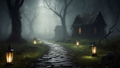 scary house in the forest