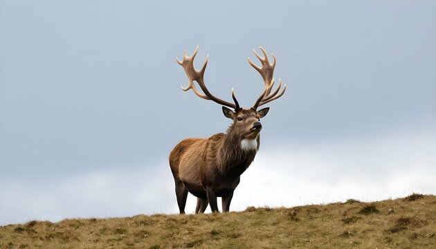 A Stag With Antlers Outlined Against The Sky Upscaled 2