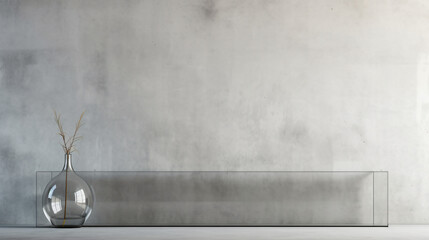 Abstract clean glass banner on concrete wall background