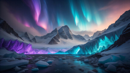 Naklejka premium Gletscher im Polarlicht