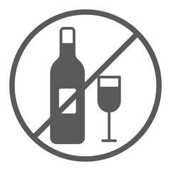 No alcohol solid icon, glyph style icon for web site or mobile app, Ramadan and prohibition, no drinking vector icon, simple vector illustration, vector graphics with editable strokes.