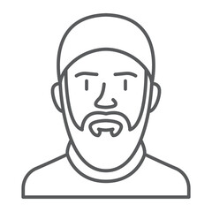 Fototapeta premium Muslim man line icon, outline style icon for web site or mobile app, Islamic and Ramadan, Arabian man vector icon, simple vector illustration, vector graphics with editable strokes.