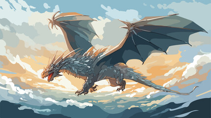 A majestic dragon soaring through the clouds