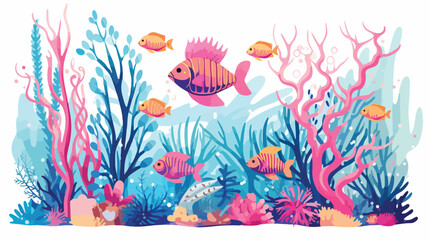 Obraz na płótnie Canvas A mystical underwater kingdom inhabited by colorful