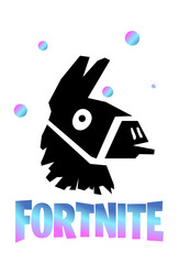 Fototapeta premium Llama fortnite. Alpaca vector doodle icon. game emblem for t-shirt design.