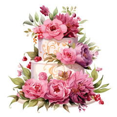 Floral cake Clipart clipart isolated on white background