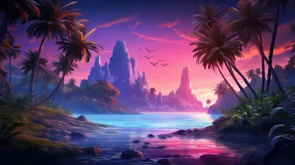 Poster tropical island at night © faiz