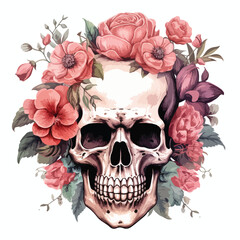 Floral Skull Clipart clipart isolated on white background