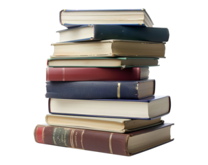 Books stacked together isolated on transparent background, back to school concept, teacher's day