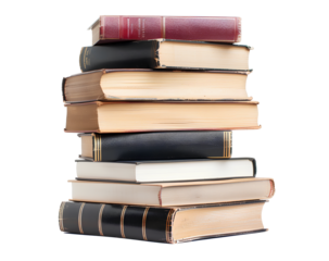 Books stacked together isolated on transparent background, back to school concept, teacher's day