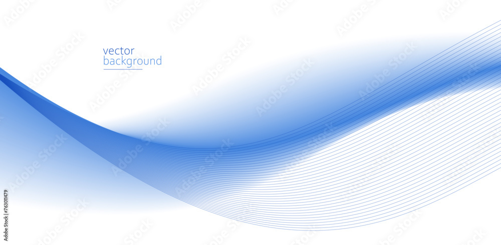 Aufkleber flowing blue curve shape with soft gradient vector abstract background, relaxing and tranquil art, c