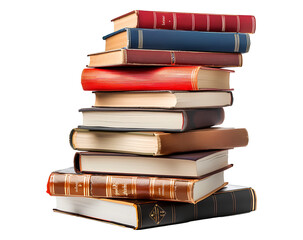 Books stacked together isolated on transparent background, back to school concept, teacher's day