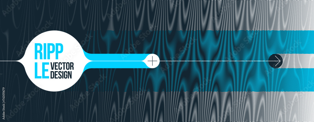 Poster abstract vector background made with linear moire, op art effect surreal texture, sound and music wa