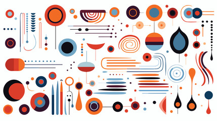Abstract graphic line decorative elements flat vector