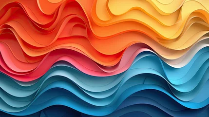 Photo sur Plexiglas Rouge Colorful wavy background with paper cut style