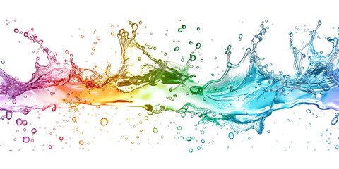 Fototapeta premium colorful rainbow colored liquid splashing isolated on white or transparent png