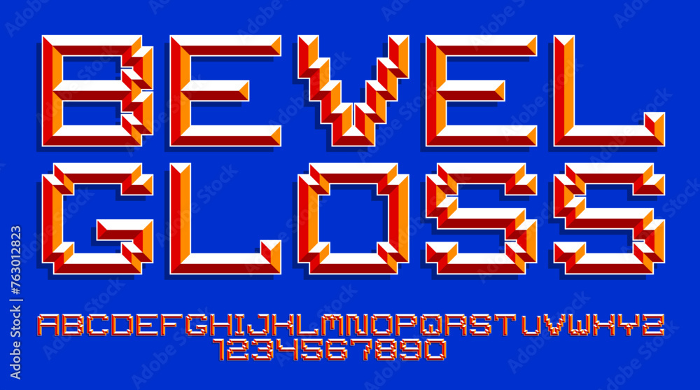 Poster minimal geometric cyberpunk font with facet effect, vector typeface in geometry volume style, future