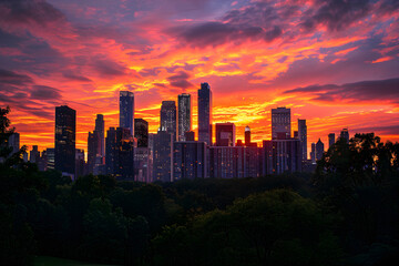 Magic Moments: Mesmerizing Sunset set against a Dynamic City's Skyline