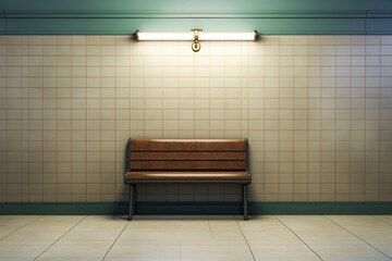 a bench in a subway station - obrazy, fototapety, plakaty