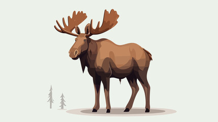 Animal moose cartoon theme elements flat vector 