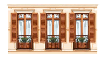 Antique Venetian terrace  door and windows with wood