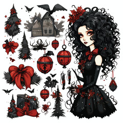 Gothic Christmas clipart clipart isolated on white background