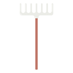 Rake vector icon. Filled flat gardening tool simple sign for mobile concept and web design. Symbol, logo illustration for working in garden, on farm, country site in doodle flat style on white