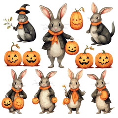 Halloween rabbit clipart isolated on white background