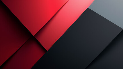 Abstract geometric design with overlapping red and black shapes. Modern graphic composition with a dynamic contrast concept for backgrounds and creative visuals - obrazy, fototapety, plakaty