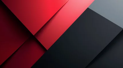 Foto op Plexiglas Abstract geometric design with overlapping red and black shapes. Modern graphic composition with a dynamic contrast concept for backgrounds and creative visuals © Truprint