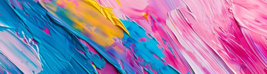 Abstract background with pink, blue and yellow paint strokes