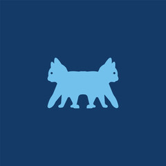 Sitting, standing, running cat animal logo design