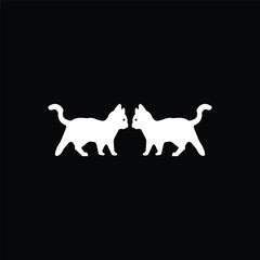 Sitting, standing, running cat animal logo design
