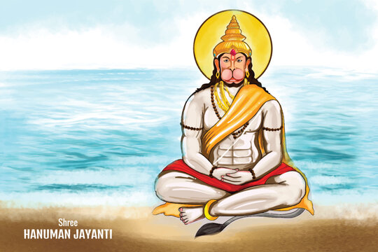Haapy hanuman jayanti on lord hanuman celebration illustration background