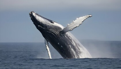 A Massive Humpback Whale Breaching The Surface In Upscaled 3
