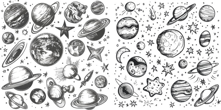 Universe and cosmos, moon and planets