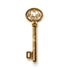 Key gold old icon retro vector modern or antique gold