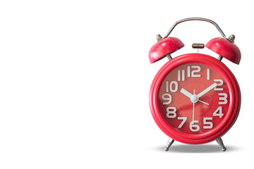 Red alarm clock isolated on white background