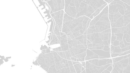 Background Marseille map, France, white and light grey city poster. Vector map with roads and water.