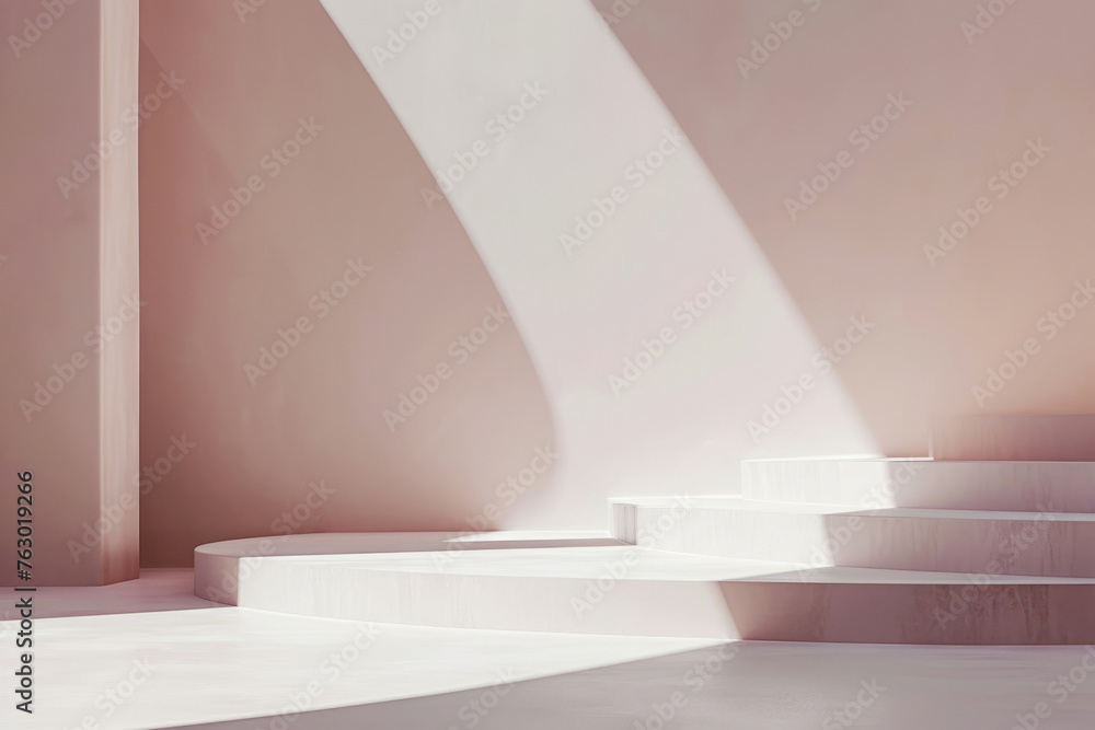Poster abstract architectural forms with soft pink tones and shadow play. minimalist design background suit