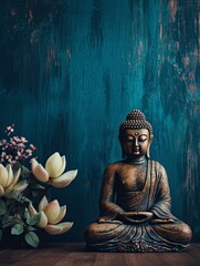 buddha background and copy space - generative ai