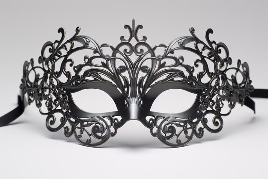 a black mask with ornate designs