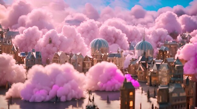 A City Above the Clouds, Hot Air Balloons Drift over a Vibrant Urban Landscape