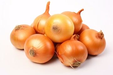 a group of onions on a white background - obrazy, fototapety, plakaty
