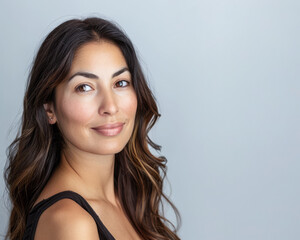 Fototapeta premium Young hispanic woman beauty portrait with ample copy space