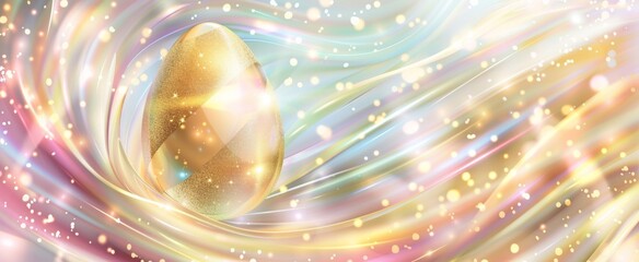 Easter Egg Gleaming in a Radiant pastel background