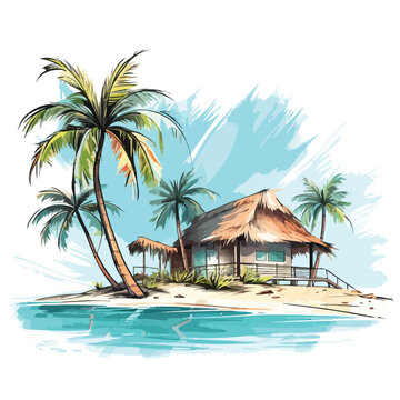 Maldives Beach Clipart clipart isolated on white background