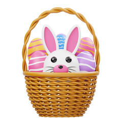 Bunny and Egg Basket 3D Icon