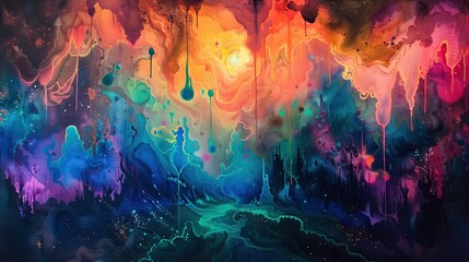 Ethereal Dreamscape, abstract, art, dreamscape, ethereal, colors, blend, celestial, vibrant, watercolor, fluid, fantasy, surreal, painting, canvas, hues, dreamy, otherworldly, mystical, cosmic, swirls