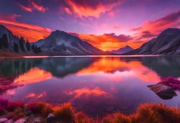 Foto op Canvas sunrise over the lake © Tahira
